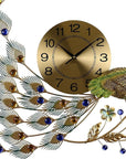 31" Gold Blue And Green Silent Analog Peacock Novelty Wall Clock