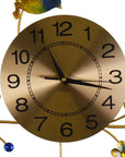 24" Blue Green And Gold Metal Silent Pendulum Floral Wall Clock