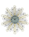 27" Gold Silver And Metal And Faux Crystals Silent Analog Sunburst Wall Clock
