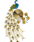 21" Blue Green And Gold Metal Silent Analog Peacock Novelty Wall Clock