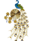 21" Blue Green And Gold Metal Silent Analog Peacock Novelty Wall Clock