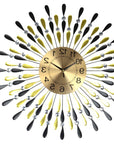 27" Gold And Black Silent Analog Starburst Wall Clock