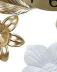 26" Gold White And Black Metal Silent Analog Floral Wall Clock