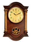 16" Walnut And Gold Resin Silent Analog Ornate Wall Clock