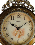 15" Gold And Silver Resin Silent Pendulum Ornate Round Wall Clock