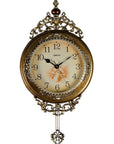 15" Gold And Silver Resin Silent Pendulum Ornate Round Wall Clock