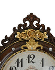13" Brown Gold And White Resin Silent Pendulum Ornate Oval Wall Clock
