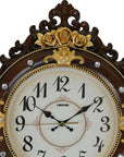 13" Brown Gold And White Resin Silent Pendulum Ornate Oval Wall Clock