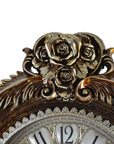 16" Brown And Silver Resin Silent Pendulum Ornate Oval Wall Clock