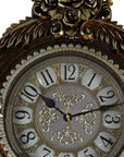 16" Brown And Silver Resin Silent Pendulum Ornate Oval Wall Clock