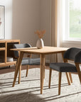 Set of Two Gray And Walnut Upholstery And Solid Wood Partially Open Back Dining Side Chairs