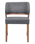 Set of Two Gray And Walnut Upholstery And Solid Wood Partially Open Back Dining Side Chairs