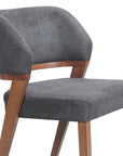 Set of Two Gray And Walnut Upholstery And Solid Wood Partially Open Back Dining Side Chairs