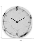 16" Black And White Heavy Duty Plastic Silent Analog Marble Round Wall Clock