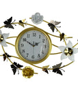 39" Gold And White Iron Silent Analog Butterfly Novelty Wall Clock