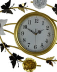 39" Gold And White Iron Silent Analog Butterfly Novelty Wall Clock