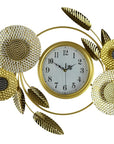 37" Gold Silver And White Iron Silent Analog Floral Novelty Wall Clock