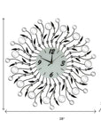 28" Silver Black And White Silent Analog Round Wall Clock