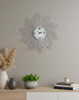 27" Silver And White Silent Analog Novelty Wall Clock