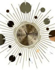 27" Gold Copper And Silver Silent Analog Sunburst Wall Clock