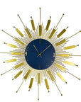 27" Gold And Blue Silent Analog Sunburst Wall Clock