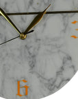 10" White And Gold Silent Pendulum Marble Round Wall Clock