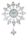 27" Silver And White Silent Pendulum Starburst Wall Clock