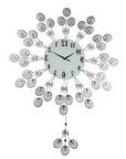 27" Silver And White Silent Pendulum Starburst Wall Clock