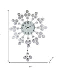 27" Silver And White Silent Pendulum Starburst Wall Clock