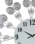 27" Silver And White Silent Pendulum Starburst Wall Clock