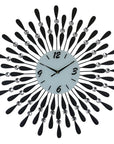 24" Black White And Silver Silent Analog Starburst Wall Clock