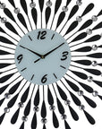 24" Black White And Silver Silent Analog Starburst Wall Clock