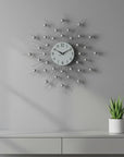 20" Black White And Clear Silent Analog Sunburst Wall Clock
