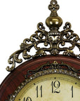 15" Brown And Gold Resin Silent Pendulum Ornate Oval Wall Clock