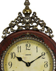 15" Brown And Gold Resin Silent Pendulum Ornate Oval Wall Clock