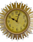 18" Gold And Silver Resin Silent Analog Sunburst Wall Clock