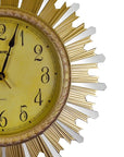 18" Gold And Silver Resin Silent Analog Sunburst Wall Clock
