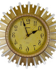 18" Gold And Silver Resin Silent Analog Sunburst Wall Clock