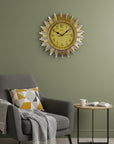 18" Gold And Silver Resin Silent Analog Sunburst Wall Clock