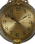 15" Gold And Silver Resin Silent Pendulum Ornate Round Wall Clock