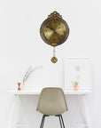 15" Gold And Silver Resin Silent Pendulum Ornate Round Wall Clock