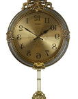 15" Gold And Silver Resin Silent Pendulum Ornate Round Wall Clock