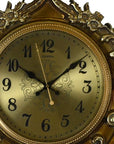 17" Gold And Black Resin Silent Pendulum Ornate Round Wall Clock