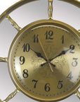 16" Gold And Silver Mirrored Glass And Resin Silent Pendulum Ornate Round Wall Clock