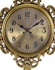 17" Gold And Black Resin Silent Pendulum Ornate Round Wall Clock