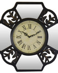 16" Black And Silver Heavy Duty Plastic Silent Analog Ornate Hexagon Wall Clock