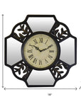 16" Black And Silver Heavy Duty Plastic Silent Analog Ornate Hexagon Wall Clock