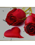 24" Red White And Gold Solid Wood and Acrylic Silent Roses Floral Wall Clock