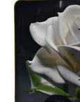 24" White Black And Green Solid Wood and Acrylic Silent Roses Floral Wall Clock