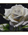 24" White Black And Green Solid Wood and Acrylic Silent Roses Floral Wall Clock